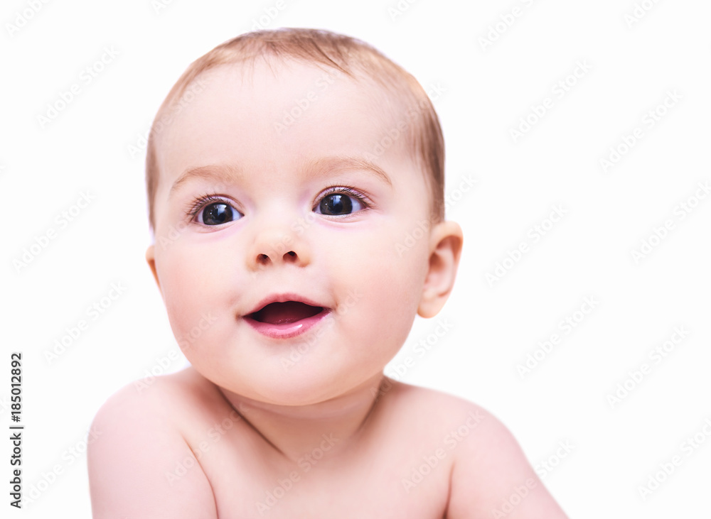 Portrait of a smiling baby isolated on white background Portrait of a smiling baby isolated on white background