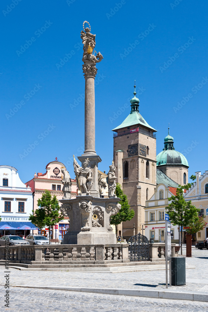 Ταπετσαρία Plague column, Church of Assumption of the Virgin Mary, town Havlickuv Brod, Vys