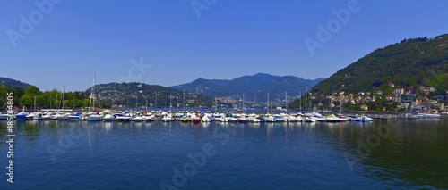 Lago di Como a Como con Barche Lombardia Italia Europa Boats on Como Lake Lombardy Italy Europe © picture10