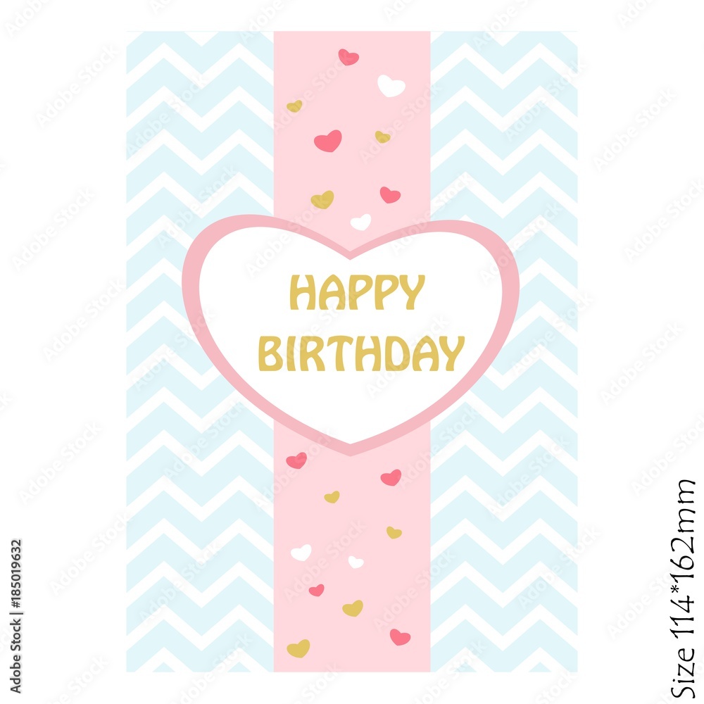 Beautiful card happy Birthday. Vector invitation with hearts and beautiful pastel background . Vector illustration.
