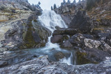 Kuiguk waterfall landscape. Long exposure. Altai mountains.