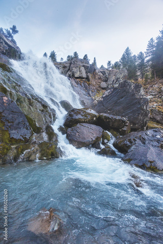 Kuiguk waterfall landscape. Altai mountains nature. photo