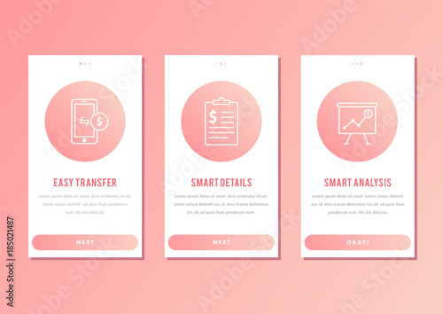 onboarding ux ui gui app screens banking application template for mobile apps.