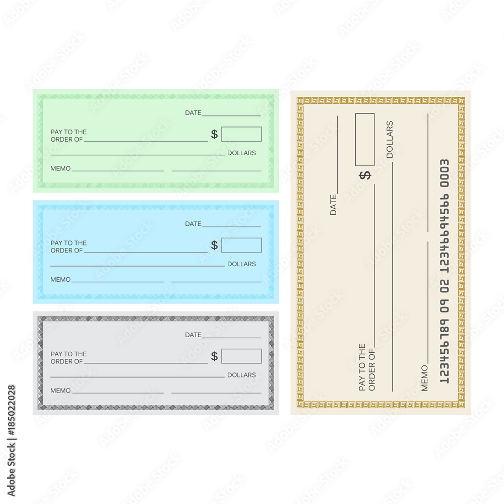 Blank check template. Check vector template. Banking check template ...