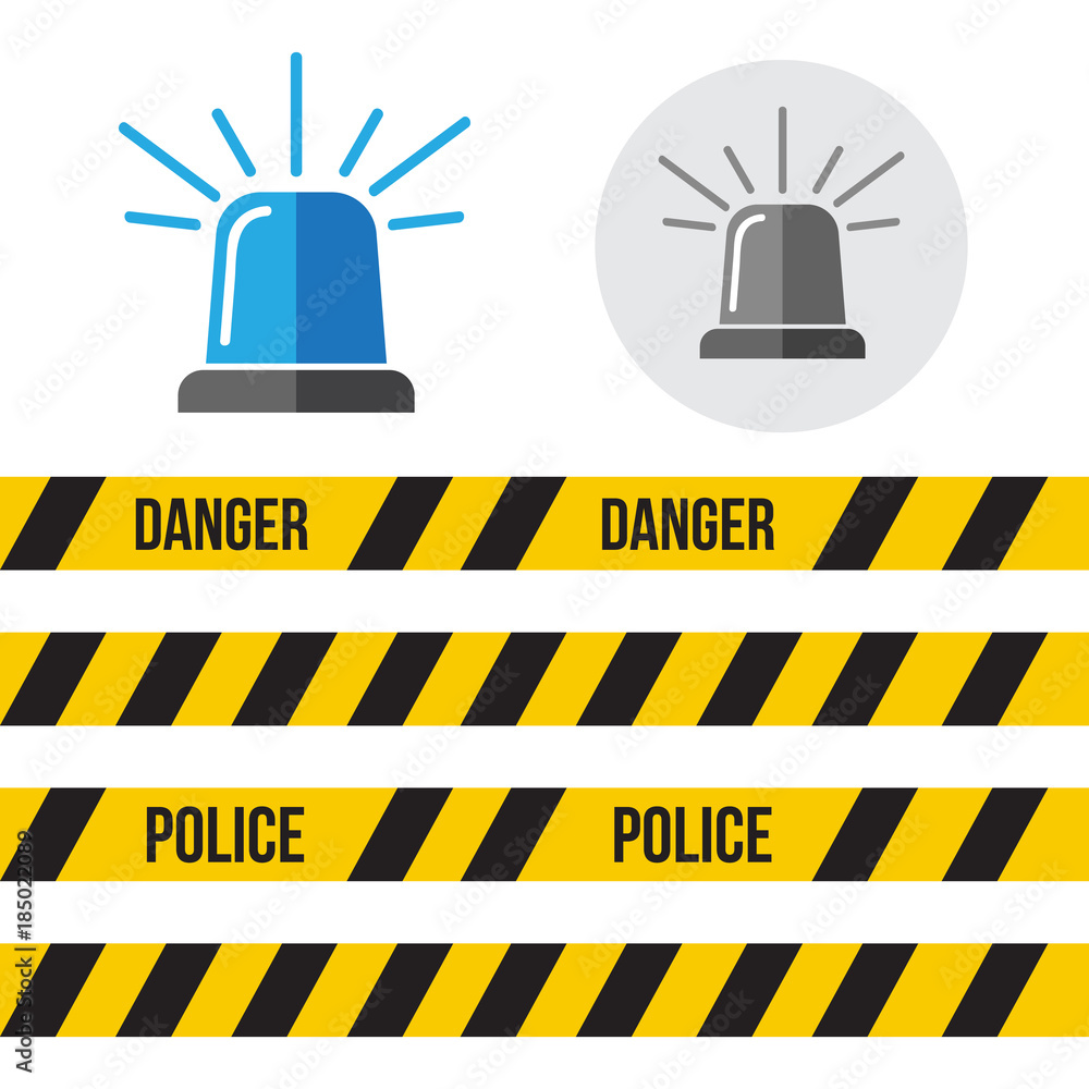 Siren police set. Police flasher or ambulance flasher icons in flat style Siren police set. Police flasher or ambulance flasher icons in flat style