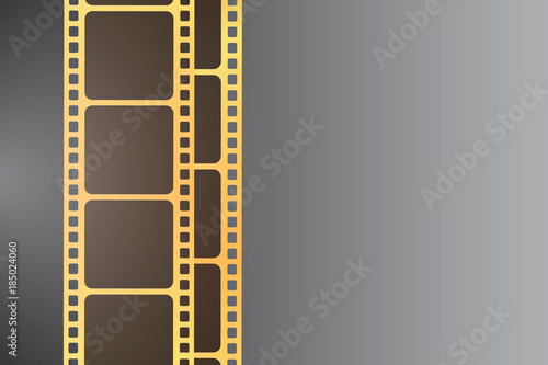 Background with golden film strip. Cinema concept vector illustration.