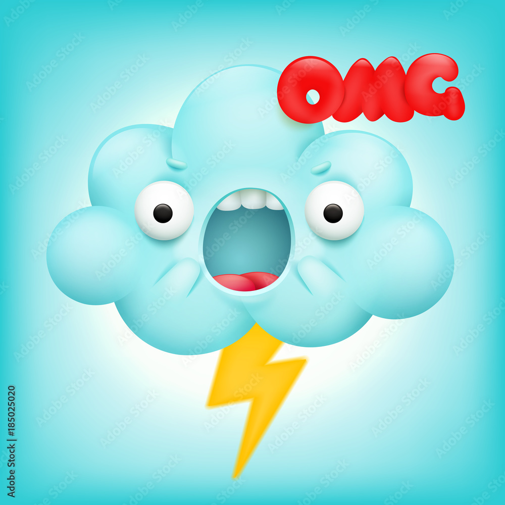 Angry cloud cartoon kawaii character with lightning Angry cloud cartoon kawaii character with lightning