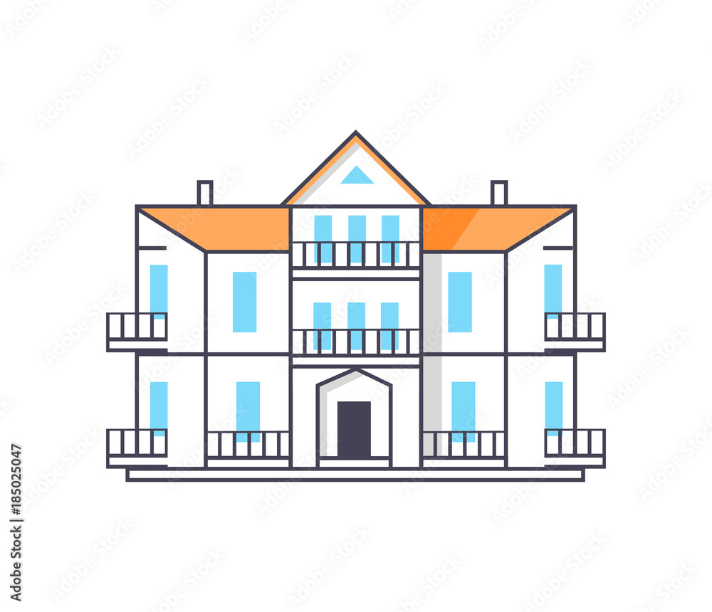 Icon of Building with Entrance Vector Illustration