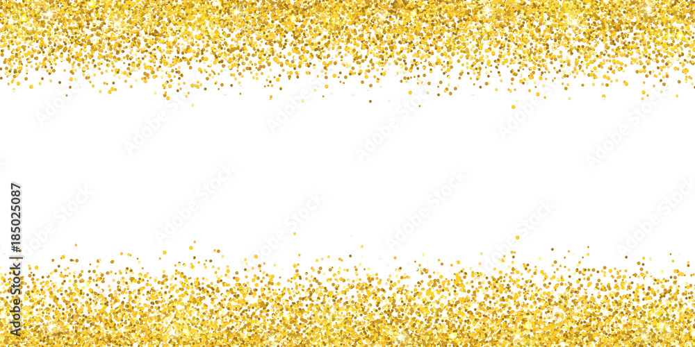 Gold glitter wide border backround. Vector