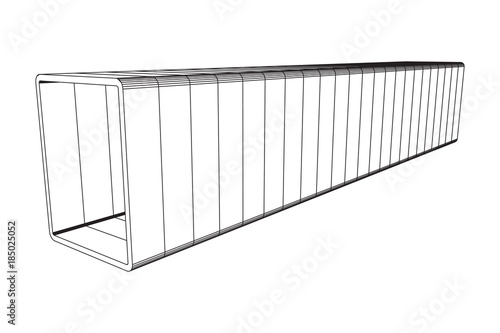 Wireframe low poly mesh construction metallurgy square tube profile symbol vector illustration