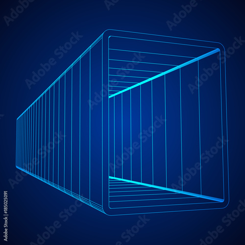 Wireframe low poly mesh construction metallurgy square tube profile symbol vector illustration