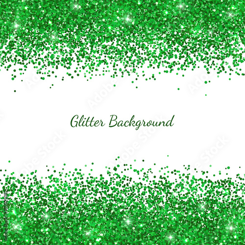 Green glitter on white backround. Vector