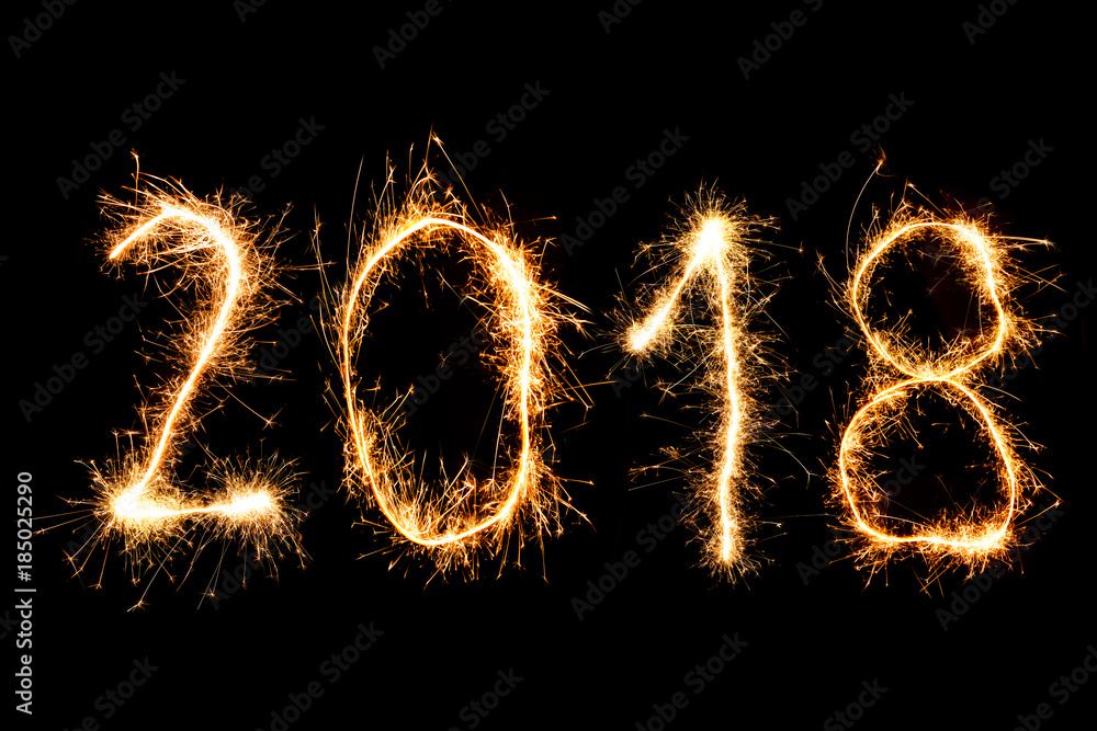 Sparkling golden New Year 2018 