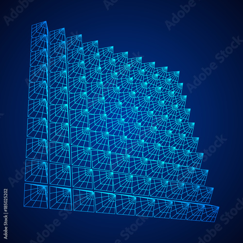 Wireframe model of sound proof coverage in music studio with soundproofing walls. Vector illustration