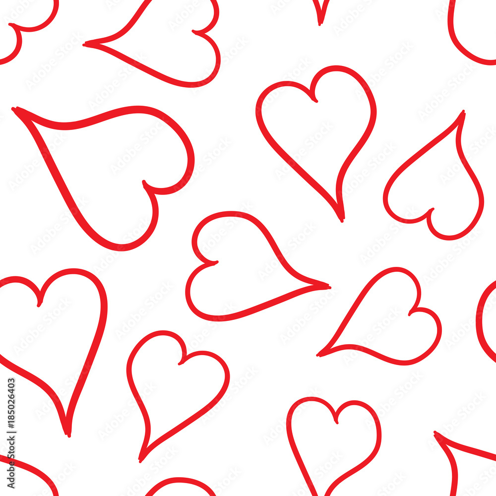 Hand drawn heart icon seamless pattern background. Business flat vector illustration. Love Valentine's Day sign symbol pattern.