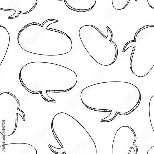 Hand drawn speech bubble icon seamless pattern background. Business flat vector illustration. Speech bubble sign symbol pattern.