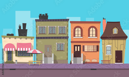 Stylish city background for mobile game. Vector illustration