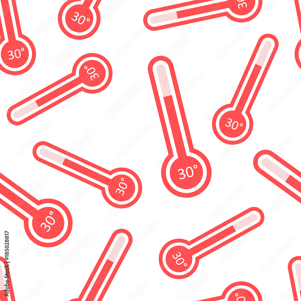 Hot thermometer icon seamless pattern background. Business flat vector illustration. Goal sign symbol pattern. Hot thermometer icon seamless pattern background. Business flat vector illustration. Goal sign symbol pattern.