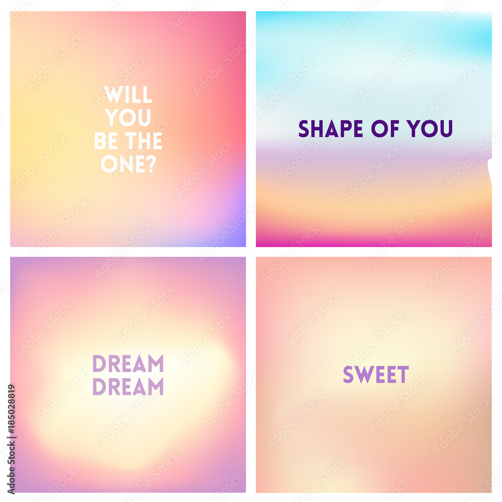 Abstract vector light pink blurred background set. 4 colors set. Abstract vector light pink blurred background set. 4 colors set.