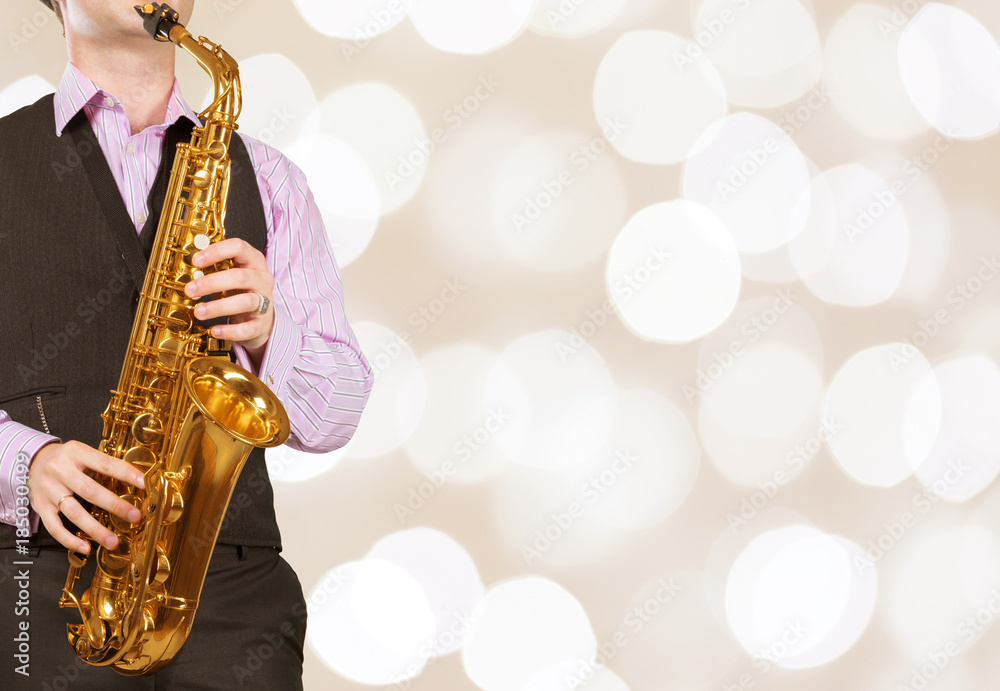 Fototapeta premium professional saxophonist close up