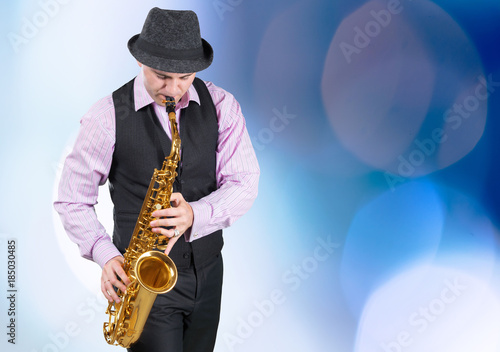 professional saxophonist close up