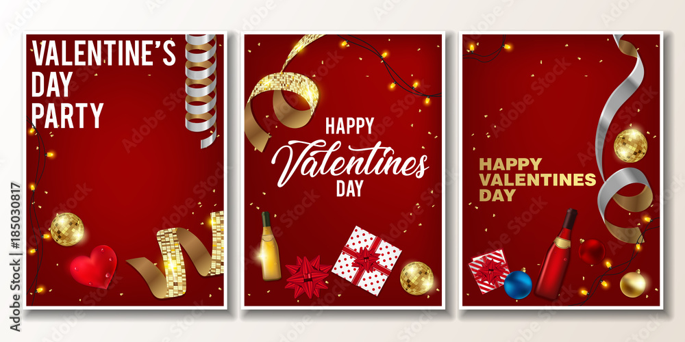 Set Happy Valentine's Day greetings cards vector background design. Valentine's day wishes, hearts Set Happy Valentine's Day greetings cards vector background design. Valentine's day wishes, hearts