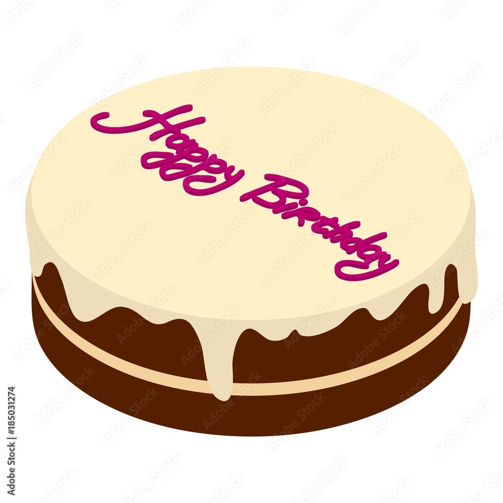 Birthday cake icon, isometric 3d style Birthday cake icon, isometric 3d style