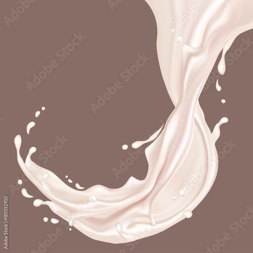 White splash. Realistic milk drops with splashes. Vector illustration for advertising or packaging cosmetics (cream, shampoo) or dairy products.