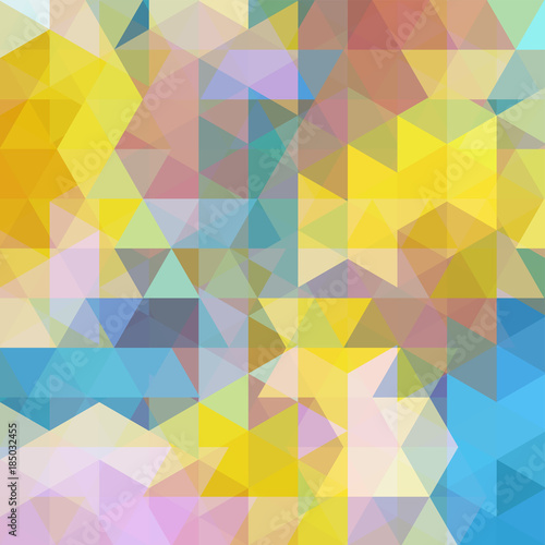 Abstract vector background with triangles. Colorful geometric vector illustration. Creative design template. Yellow, blue, white, pink colors.