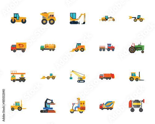 Construction equipment icon set