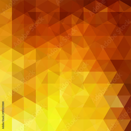 Abstract mosaic background. Triangle geometric background. Design elements. Vector illustration. Yellow, orange colors.