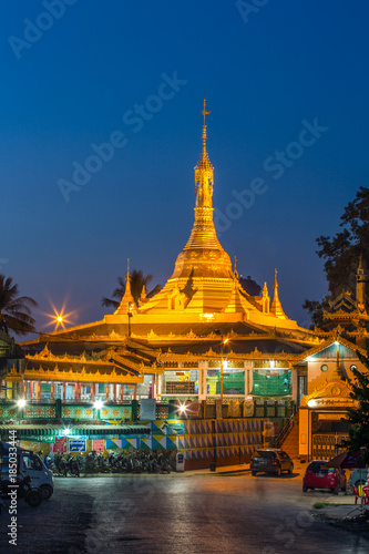 Golden burmese pagoda in Hpa-an city, Myanmar