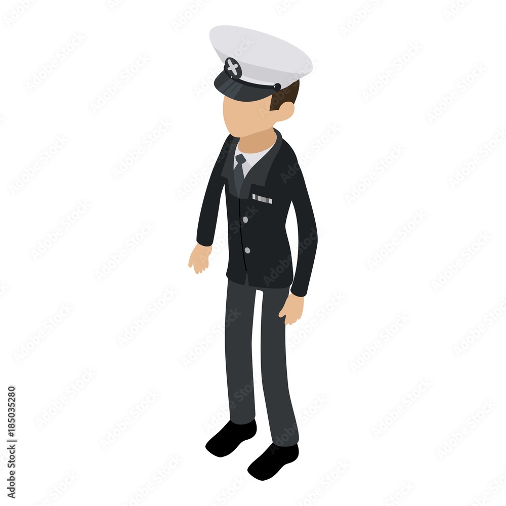 Sea captain icon, isometric 3d style