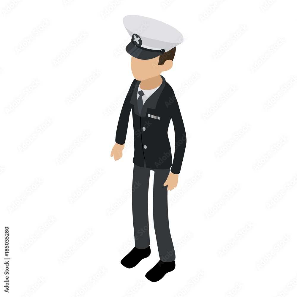 Sea captain icon, isometric 3d style Sea captain icon, isometric 3d style