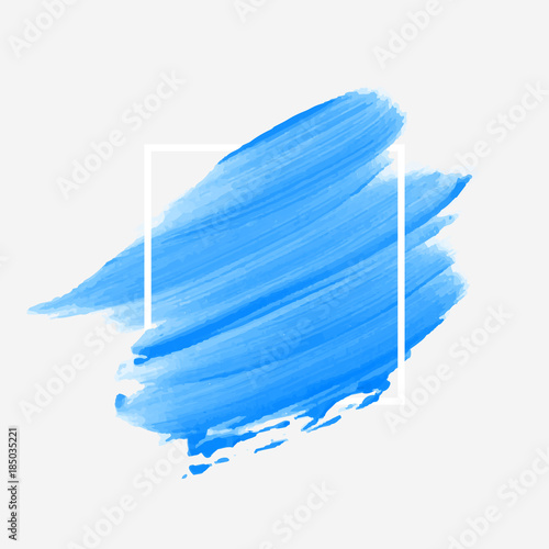 Logo art brush paint texture background design acrylic stroke poster over square frame vector illustration. Perfect watercolor design for headline, sale label and banner.