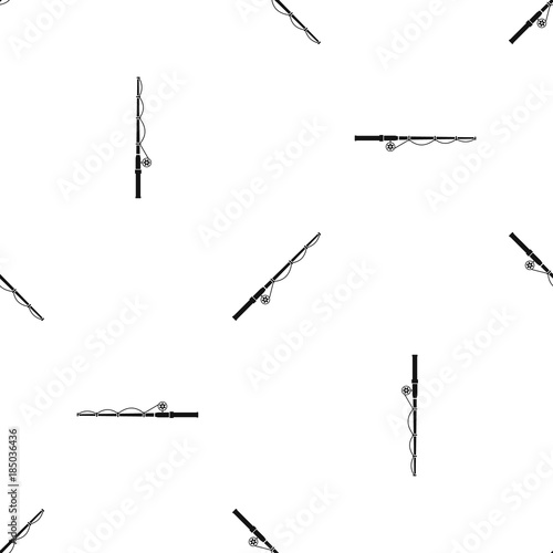 Rod and reel pattern seamless black