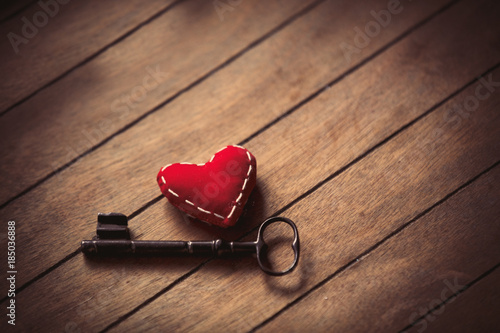 Heart shape and metal classic key
