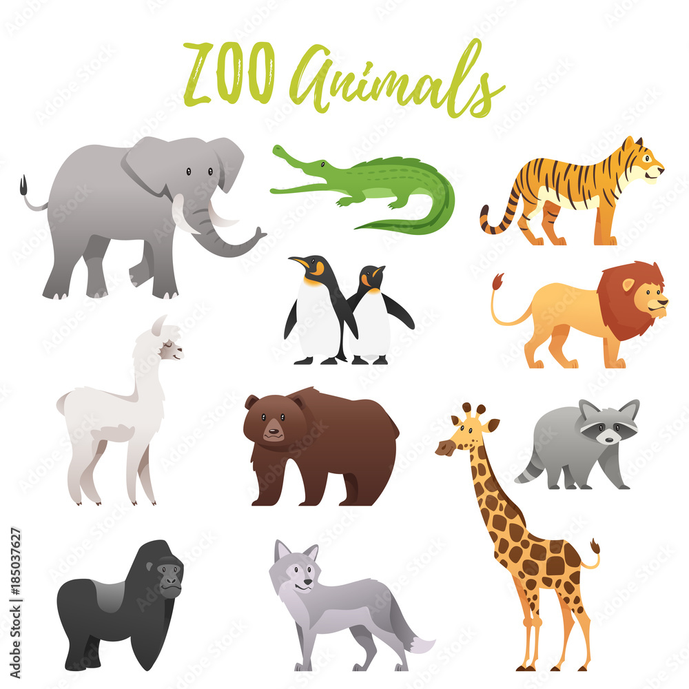set of zoo animals set of zoo animals