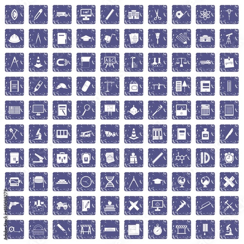 100 compass icons set grunge sapphire