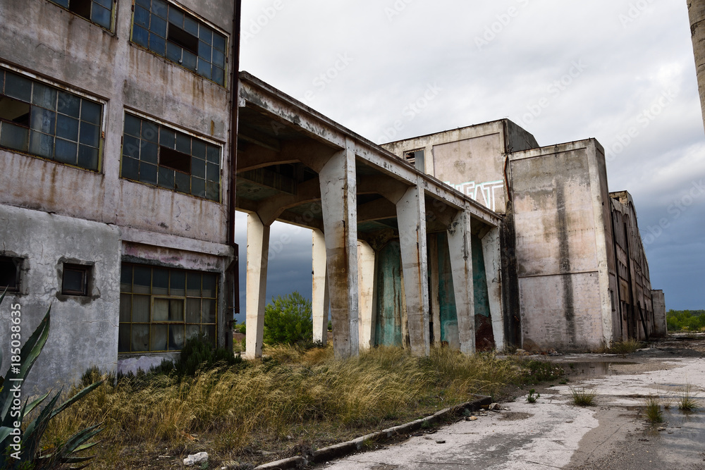 Abandoned industrial zone in Chroatia under overcast weather. 