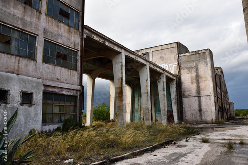 Abandoned industrial zone in Chroatia under overcast weather.  © voddol