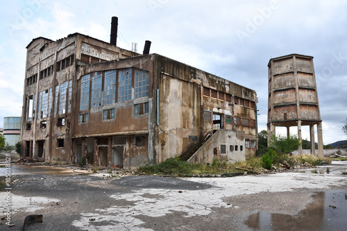 Abandoned industrial zone in Chroatia under overcast weather. 