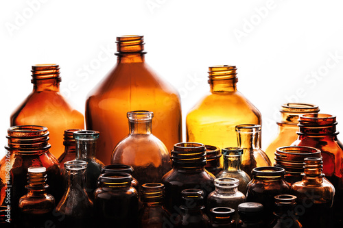 Various medical apothecary bottles.