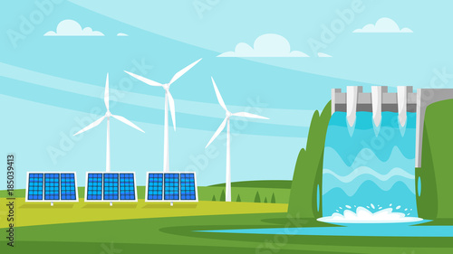 wind mill and solar panels