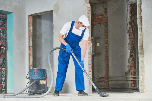 Принти на полотні cleaning service. dust removal with vacuum cleaner
