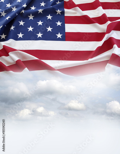 American flag and sky