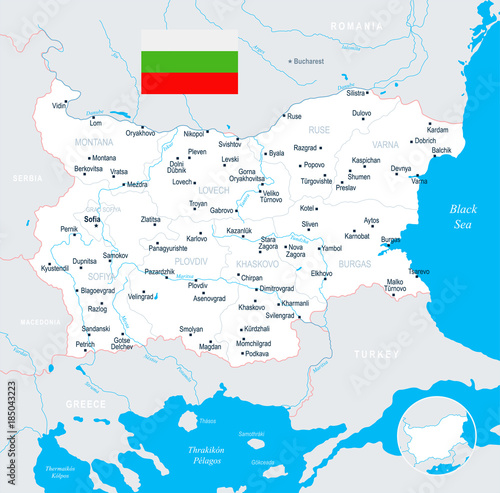 Bulgaria Map - detailed vector illustration