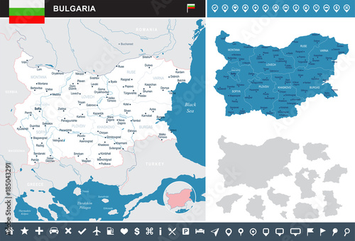 Bulgaria - infographic map - Detailed Vector Illustration