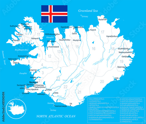 Iceland Map - detailed vector illustration photo