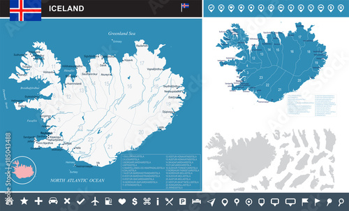 Iceland - infographic map - Detailed Vector Illustration